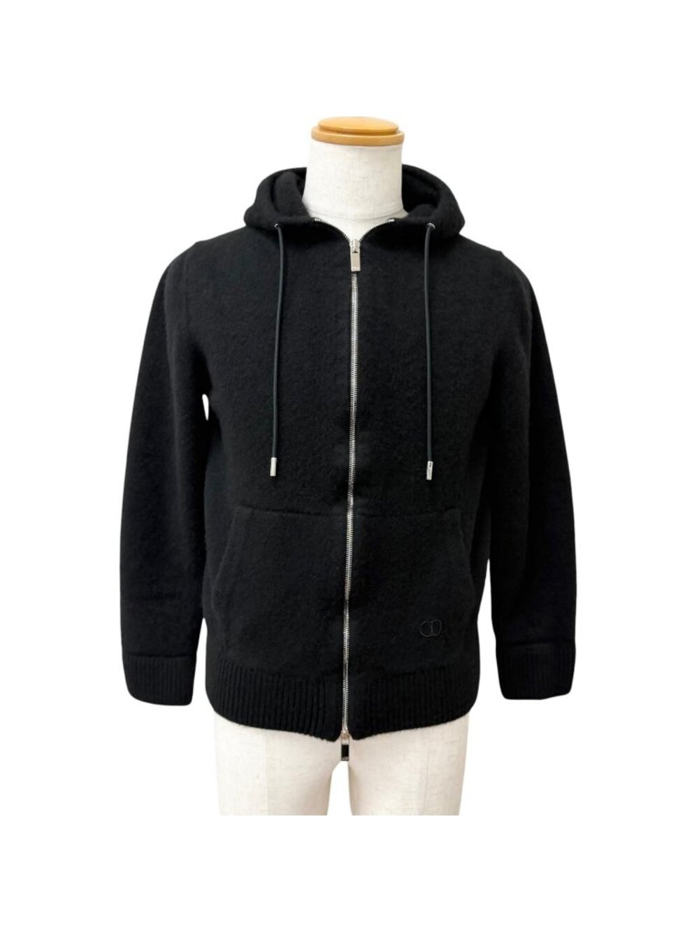 Dior Homme Cashmere 100% CD Logo Embroidery Zip Hoodie Black XXL